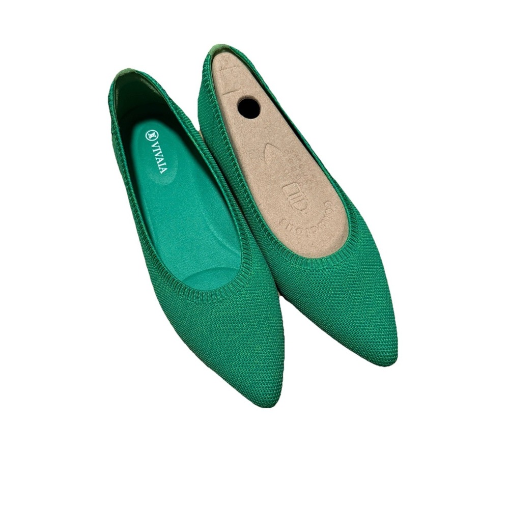 VIVAIA Lightweight Green Pointed Ballet Flats Aria Walker Size 41 10.5 NEW